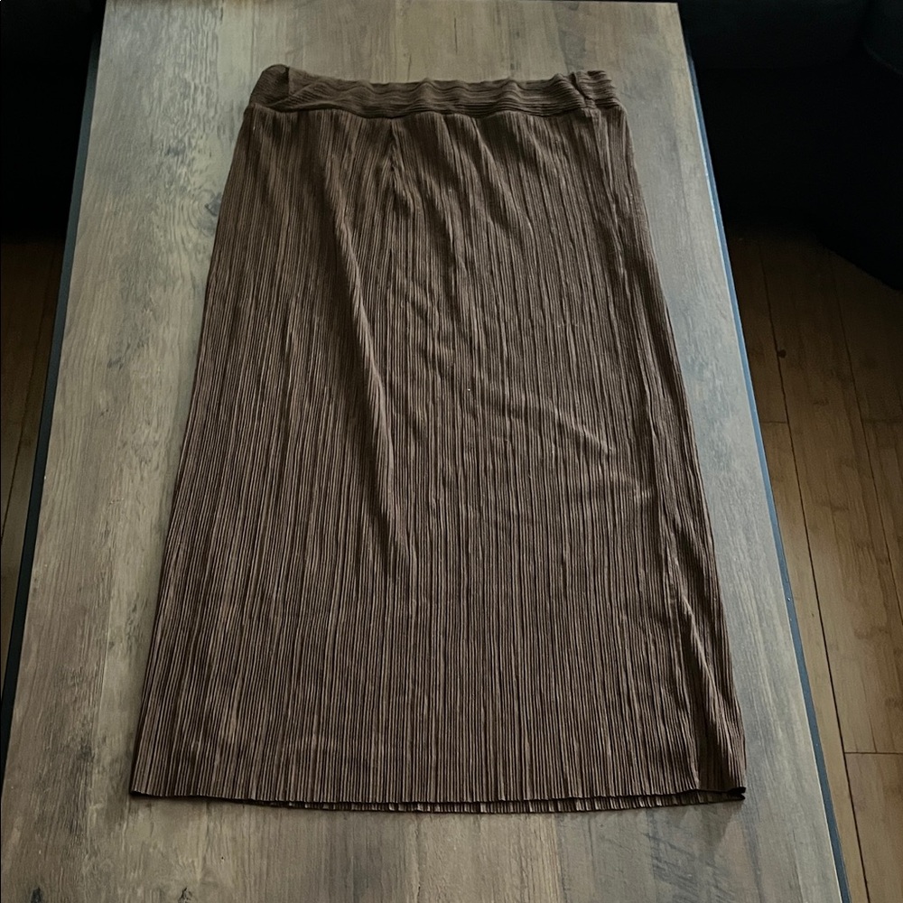 Zara Brown Pleated Midi Skirt